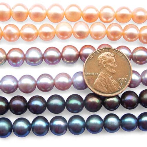 7-8mm Side Drilled Semi-Round Pearl Strands with Natural Dents