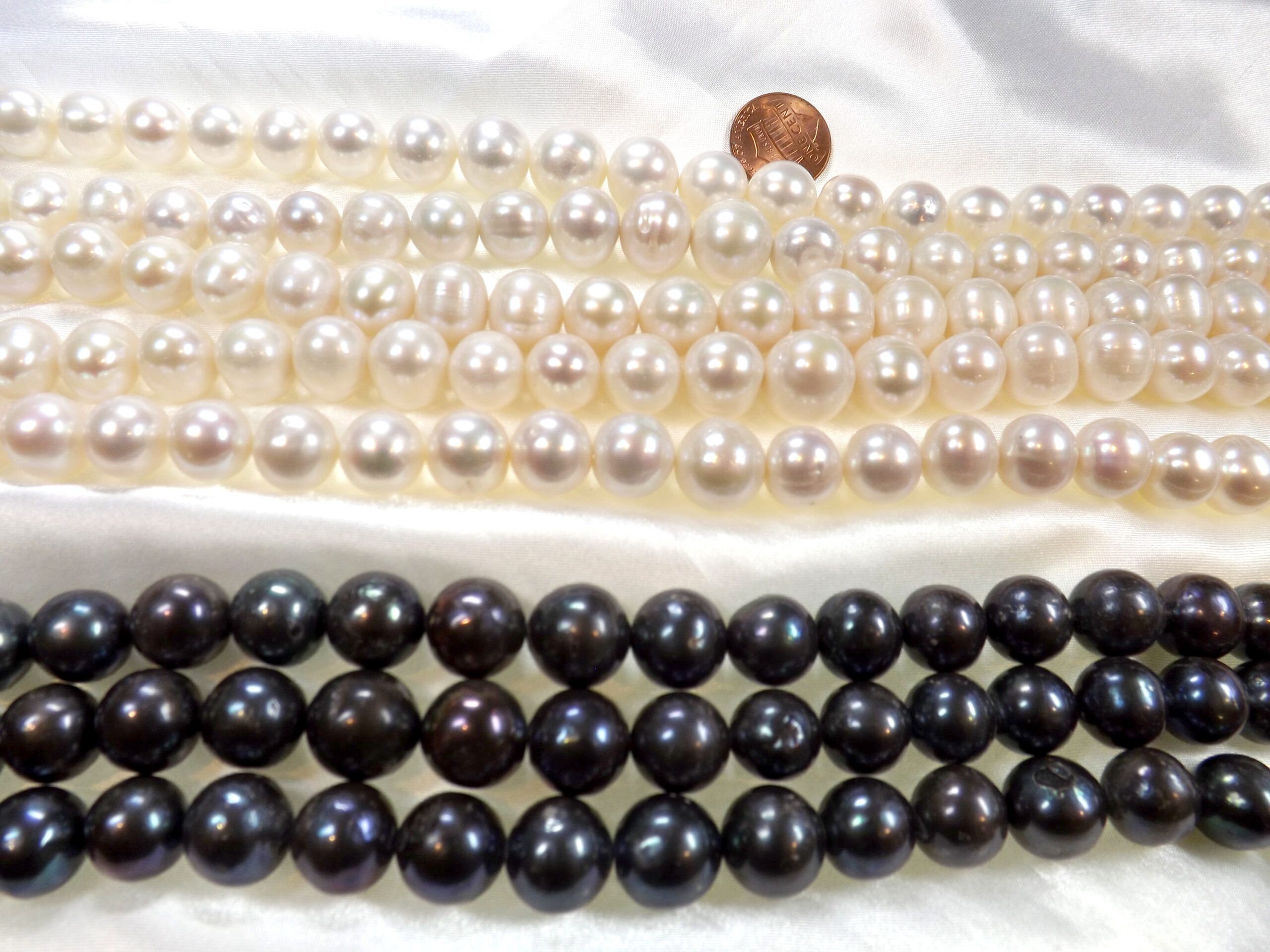 11-13mm Huge Sized High Quality Real Round White Pearl Strands