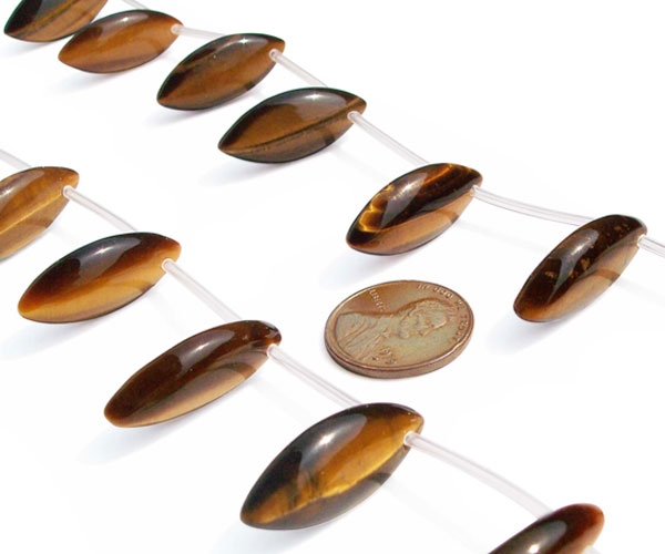 12x16mm Drop Shaped Tiger Eye Beads on Temporary Strand 