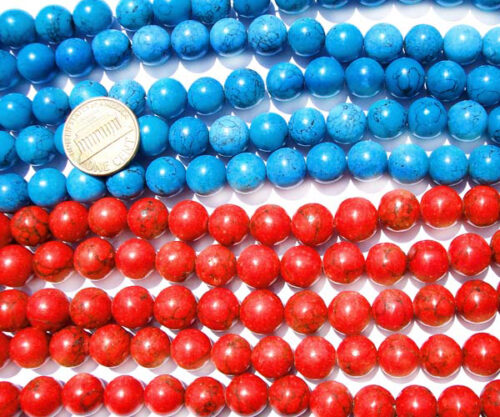 10-10.5mm Stabilized Chinese Turquoise Beads on Temporary Strands