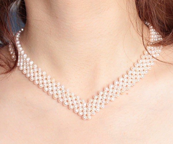 Row Multi Strand Pearl Necklace In Many Colors