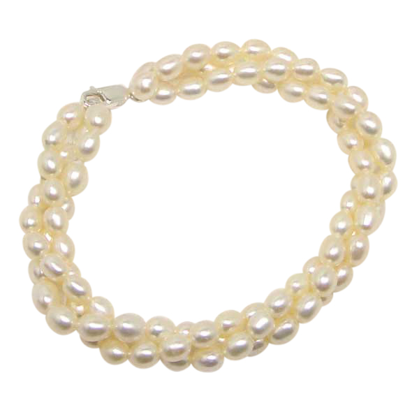 Quality Gold Sterling Silver Rhodium-plt 6-7mm White FWC Pearl 3 Strand  Bracelet QH5365-7.5 - Park Place Jewelers