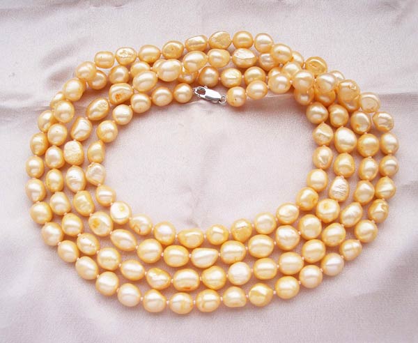 Versatile 10-11mm Baroque Pearl Necklace with a Silver Clasp 59inches