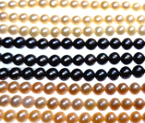 5-6mm Round light pink, Black and pink Pearl Strands