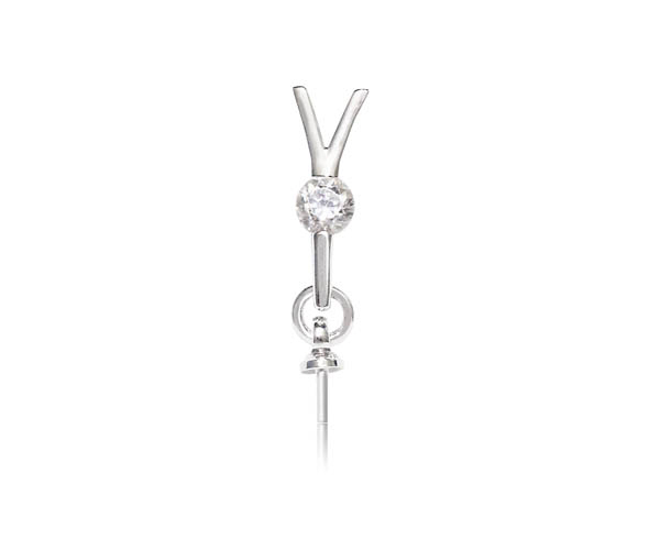 Simple Pendant Setting With Cz Diamonds, 18k White Gold Overlay