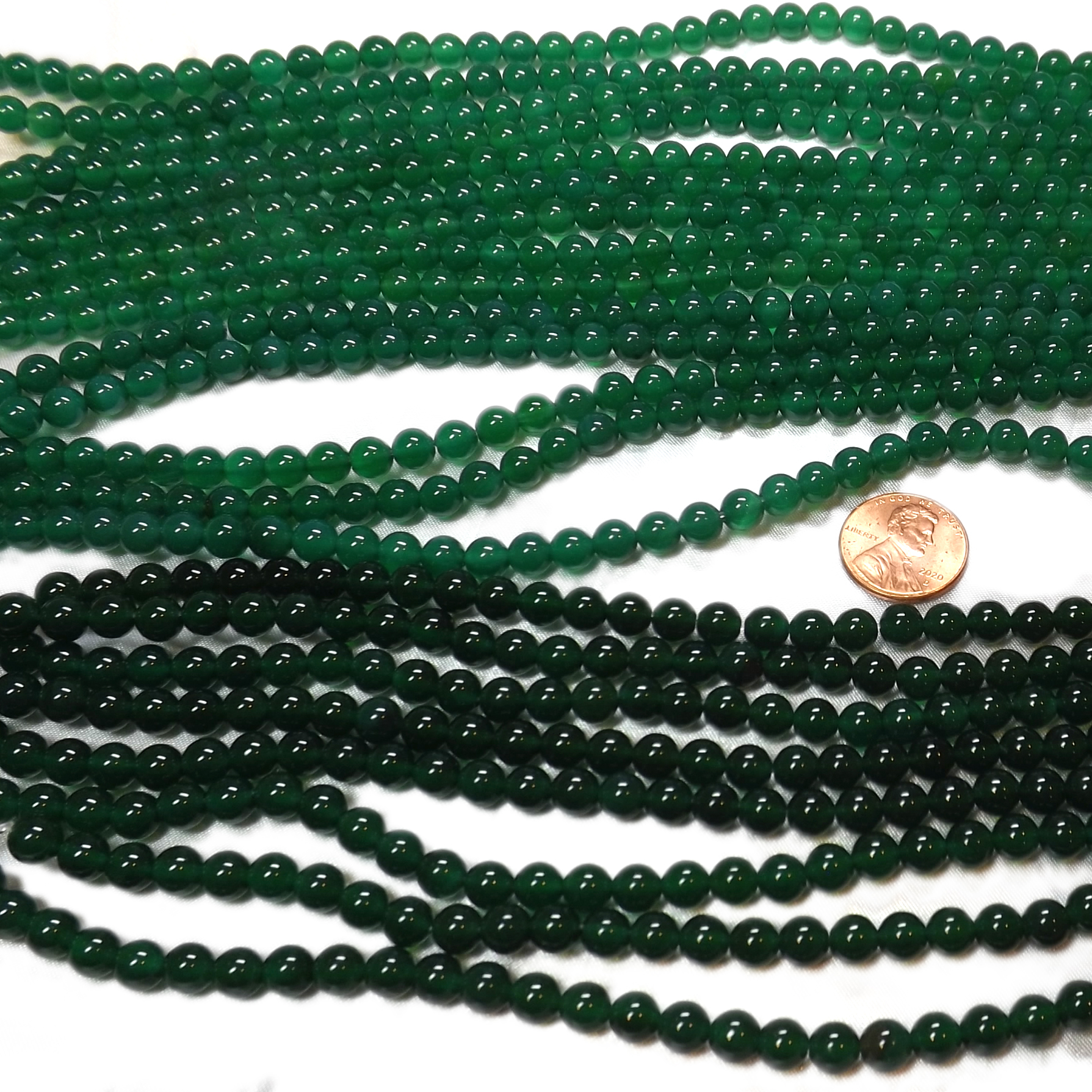 6mm Round Green or Dark Green Jade Beads on a Temporary String