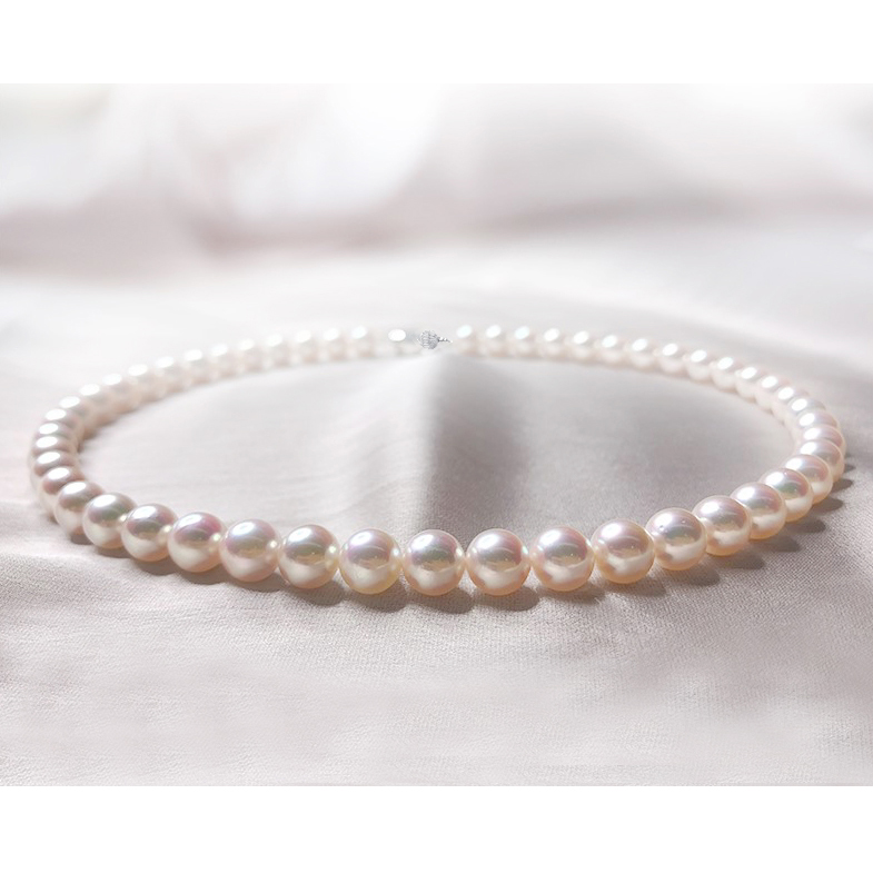 8.5-9mm Japanese Akoya AAA High Quality Round Pearl Necklace Rose Pink  Overtone