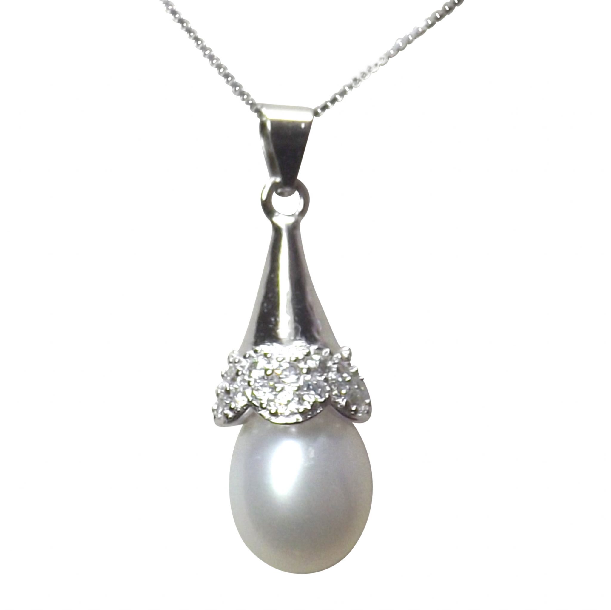 Stunning 925 Sterling fashion Silver Pearl Necklace