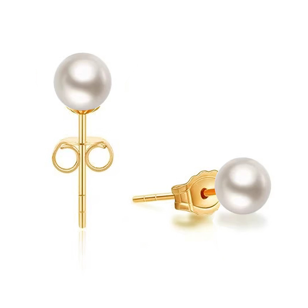 14k Yellow Gold store Japanese akoya pearl leverback earrings